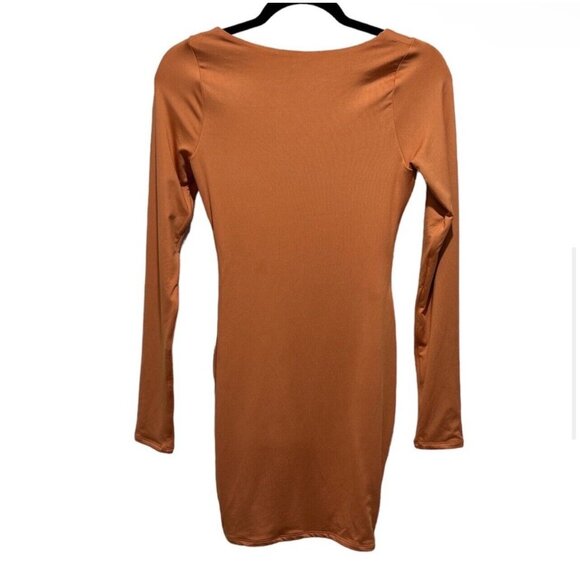 NWOT Oh Polly Orange Long Sleeve Cutout Bodycon Mini Dress - Picture 5 of 12